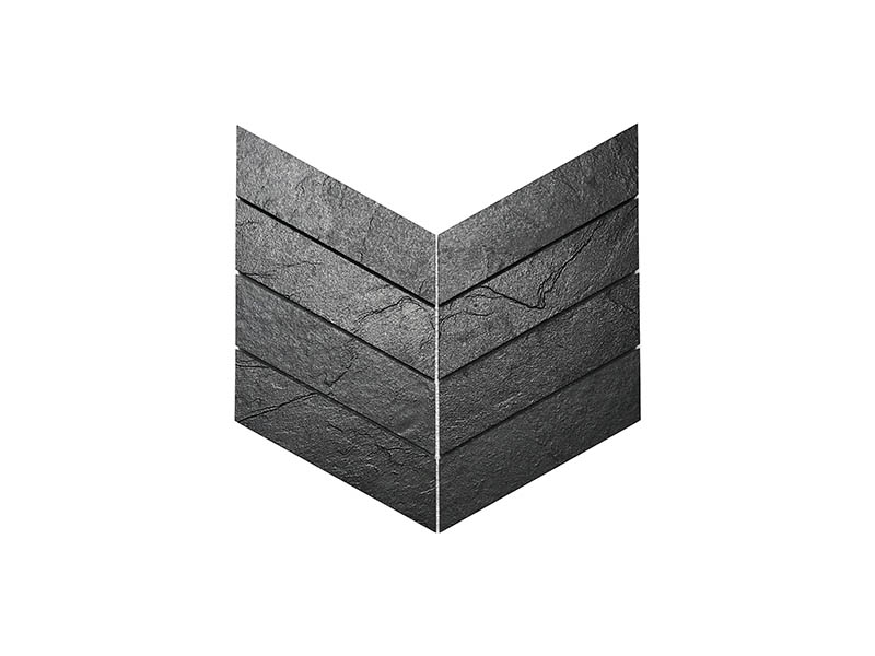 black herringbone mosaic tile